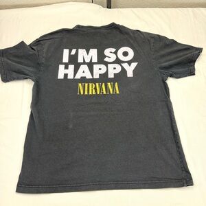 NIRVANA black Tee with White and Yellow Text